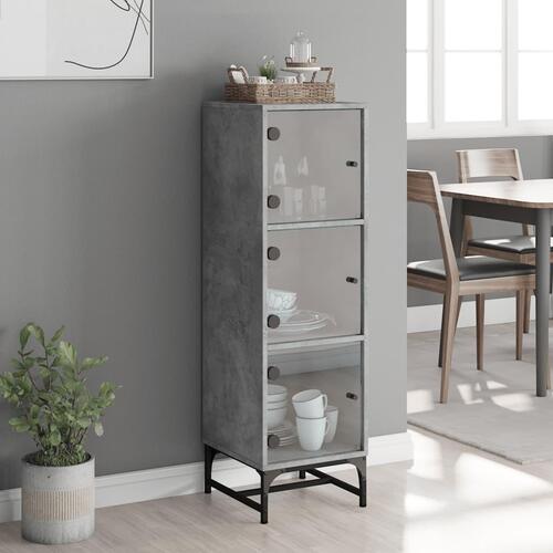 Skab med glaslåger 35x37x120 cm betongrå
