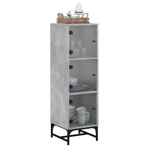 Skab med glaslåger 35x37x120 cm betongrå