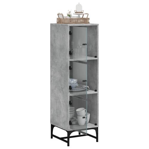 Skab med glaslåger 35x37x120 cm betongrå