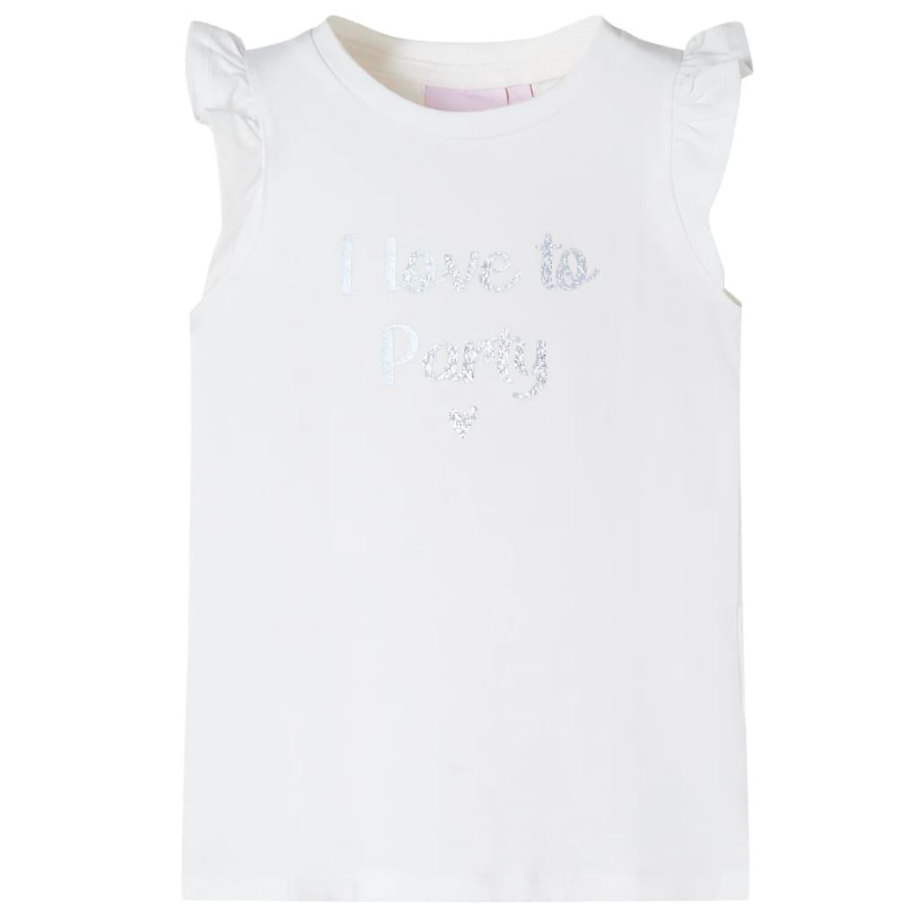 T-shirt til børn str. 140 med flæser hvid
