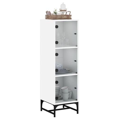 Skab med glaslåger 35x37x120 cm hvid