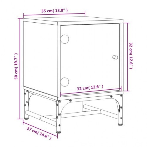 Sengeborde 2 stk. med glaslåger 35×37×50 cm - røget egetræsfarve