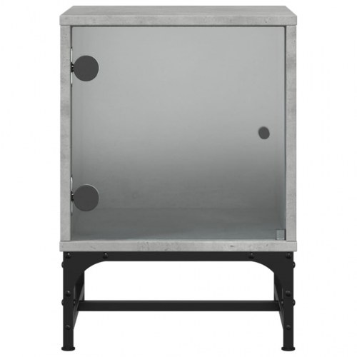 Sengeborde 2 stk. med glaslåger - 35 × 37 × 50 cm, betongrå