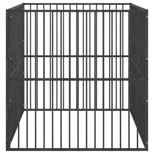 Hundegård 4 paneler galvaniseret stål sort