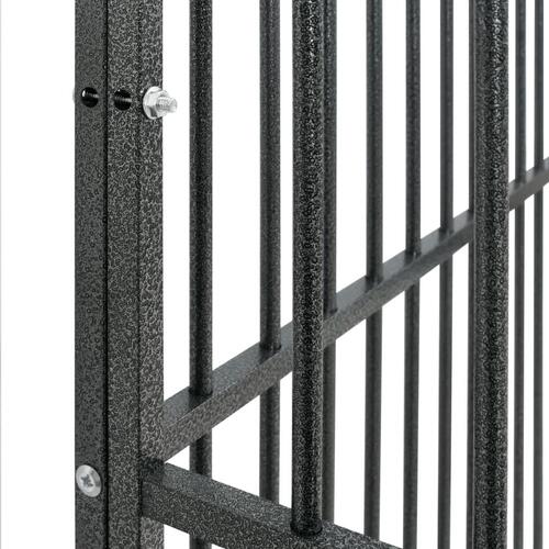 Hundegård 4 paneler galvaniseret stål sort