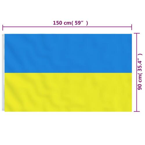 Ukraine flag med messingøjer 90x150 cm