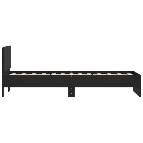 Sengeramme med sengegavl 90x190 cm konstrueret træ sort