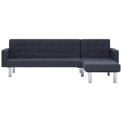 L-formet sovesofa - mørkegrå polyester, justerbar ryglæn