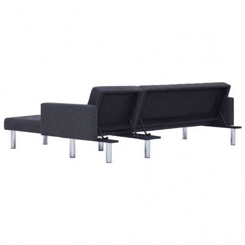 L-formet sovesofa - mørkegrå polyester, justerbar ryglæn