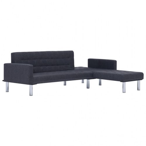 L-formet sovesofa - mørkegrå polyester, justerbar ryglæn