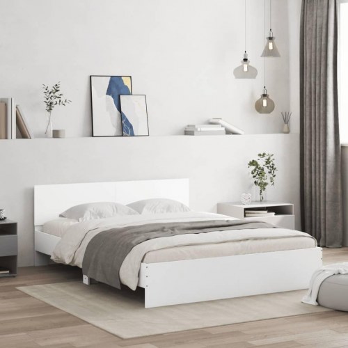 Sengeramme med sengegavl 140 x 190 cm - hvid