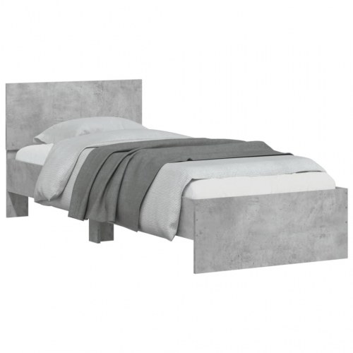 Sengeramme med sengegavl 90 x 190 cm - betongrå