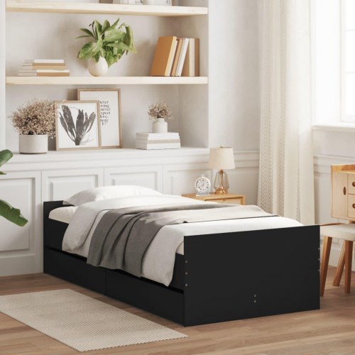 Sengeramme med 2 skuffer 90 x 190 cm - sort