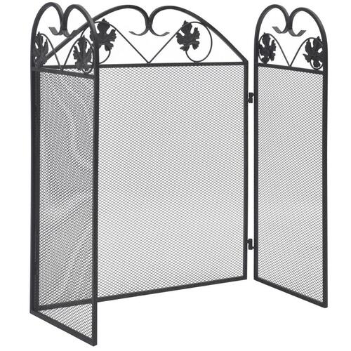 Pejseskærm med 3 paneler jern sort