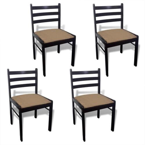 Spisebordsstole 4 stk. massivt gummitræ og fløjl brun