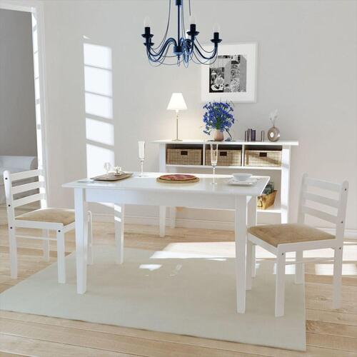 Spisebordsstole 2 stk. massivt gummitræ og fløjl hvid