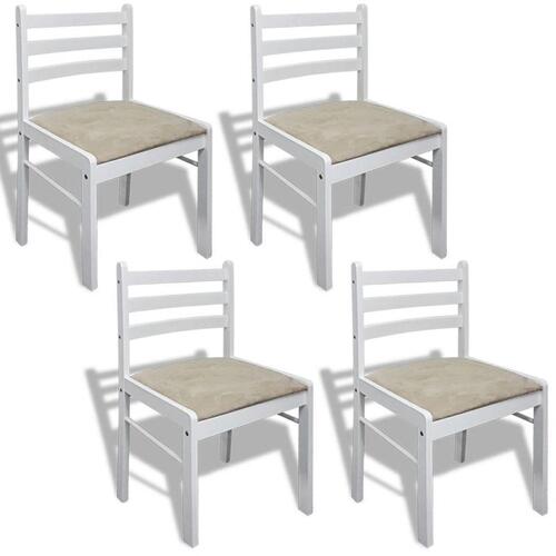 Spisebordsstole 4 stk. massivt gummitræ og fløjl hvid
