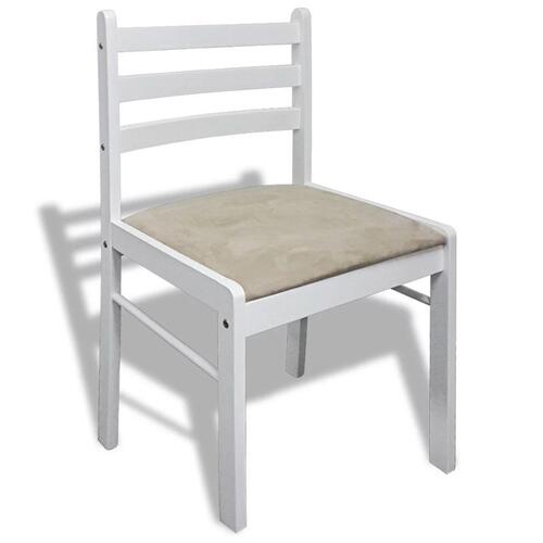 Spisebordsstole 4 stk. massivt gummitræ og fløjl hvid