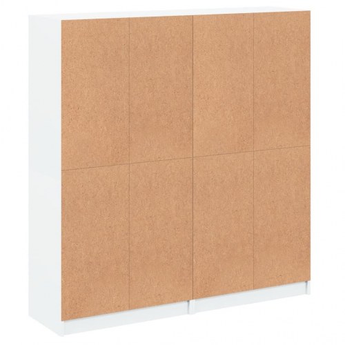 Bogreol med glaslåger - 136 × 37 × 142 cm, hvid konstrueret træ