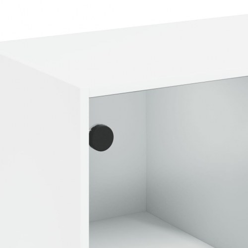Bogreol med glaslåger - 136 × 37 × 142 cm, hvid konstrueret træ
