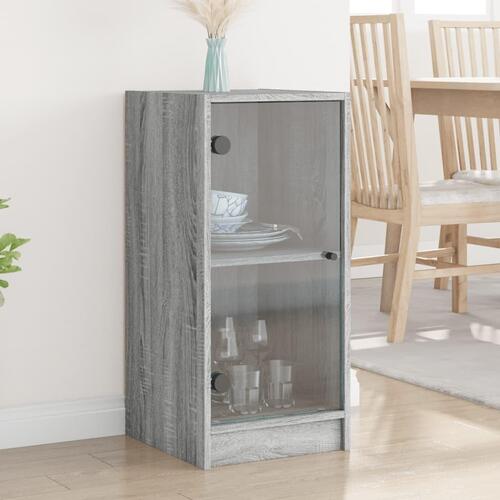 Skab med glaslåger 35x37x75,5 cm grå sonoma-eg