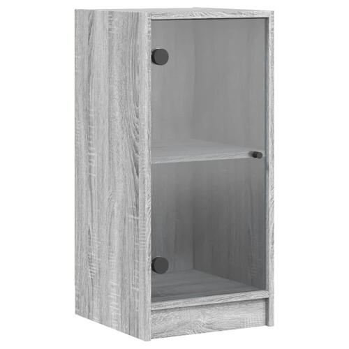 Skab med glaslåger 35x37x75,5 cm grå sonoma-eg