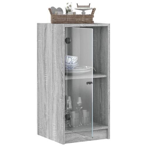 Skab med glaslåger 35x37x75,5 cm grå sonoma-eg