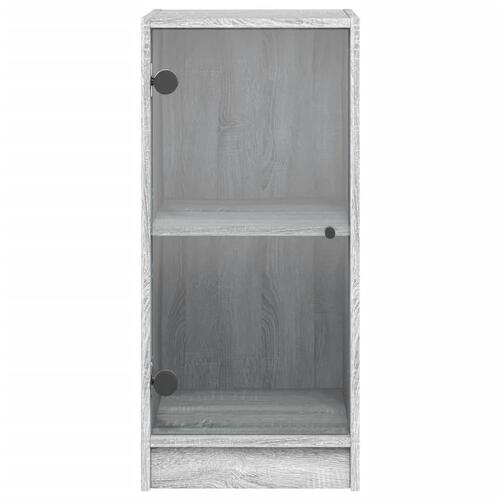Skab med glaslåger 35x37x75,5 cm grå sonoma-eg