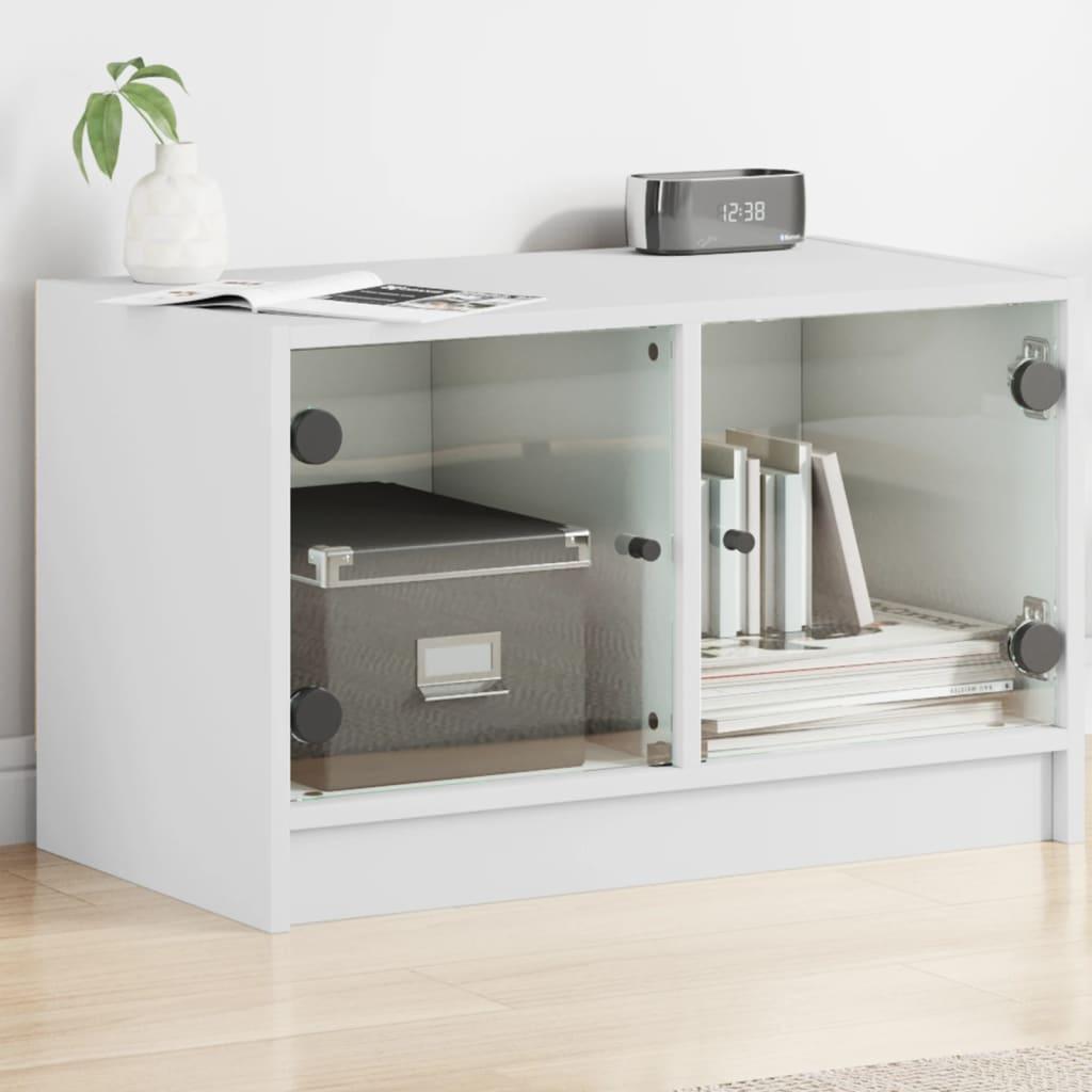 Tv Bord Med Glaslåger 68x37x42 Cm Hvid