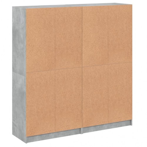 Bogreol med glaslåger - 136×37×142 cm, konstrueret træ, betongrå