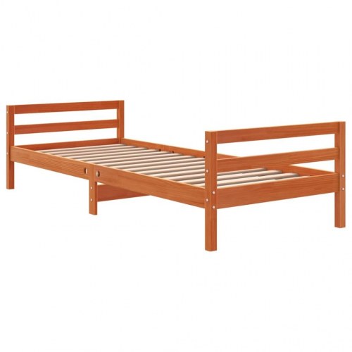 Sengeramme uden madras 75 x 190 cm i massivt fyrretræ - gyldenbrun