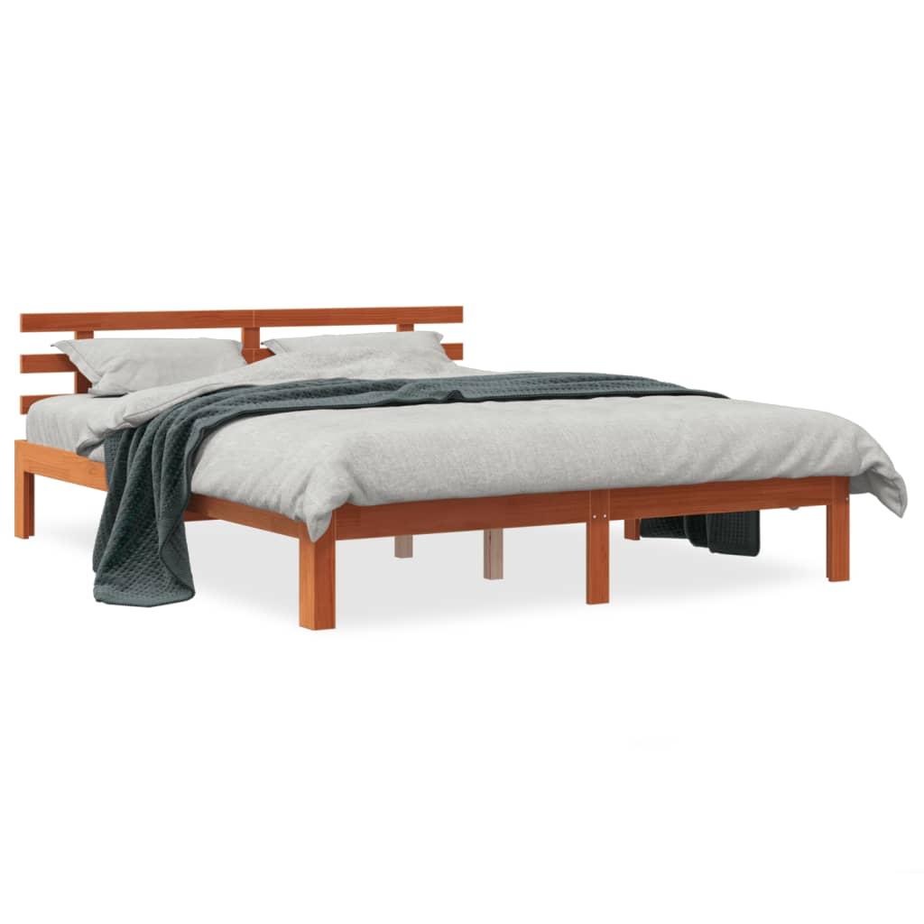 Sengeramme uden madras 150x200 cm massivt fyrretræ gyldenbrun