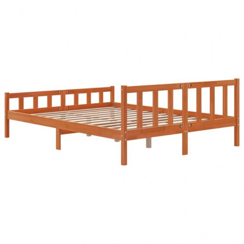 Sengeramme 150 x 200 cm i massivt fyrretræ - gyldenbrun