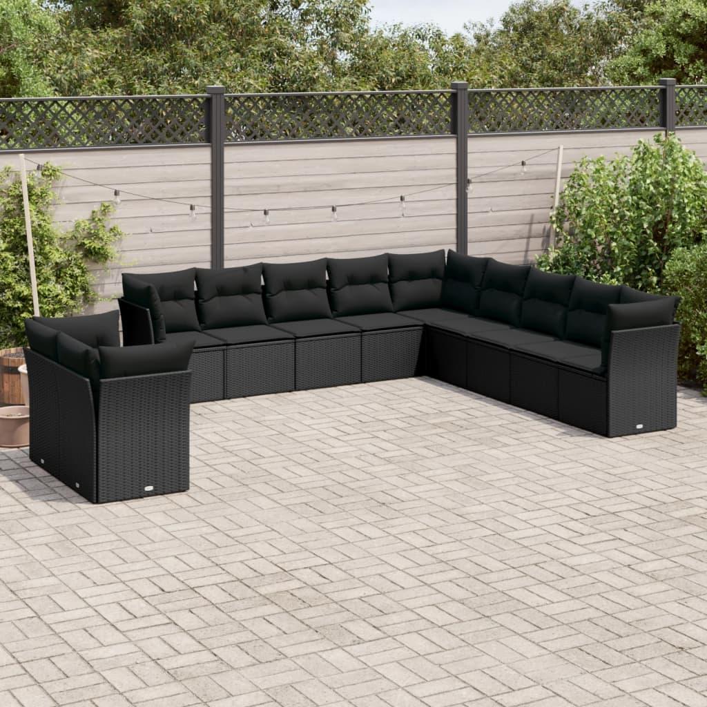 Sofasæt Til Haven 12 Dele Med Hynder Polyrattan Beige - Sort / Uden bord