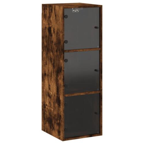 Skab med glaslåger 35x37x100 cm røget egetræsfarve