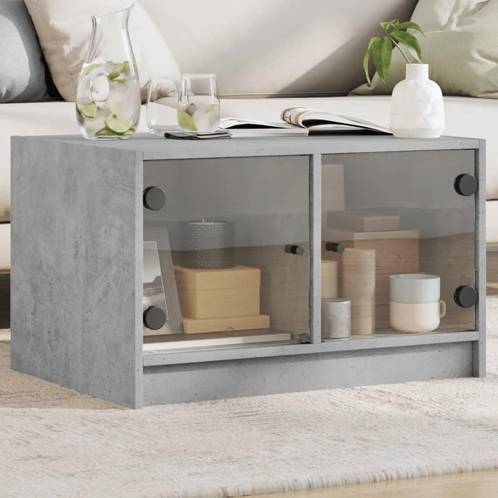 Sofabord Med Glaslåger 68x50x42 Cm Betongrå