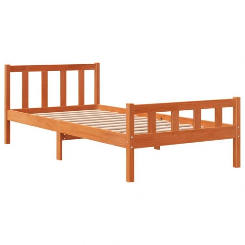 Sengeramme uden madras 90x190 cm massivt fyrretræ gyldenbrun