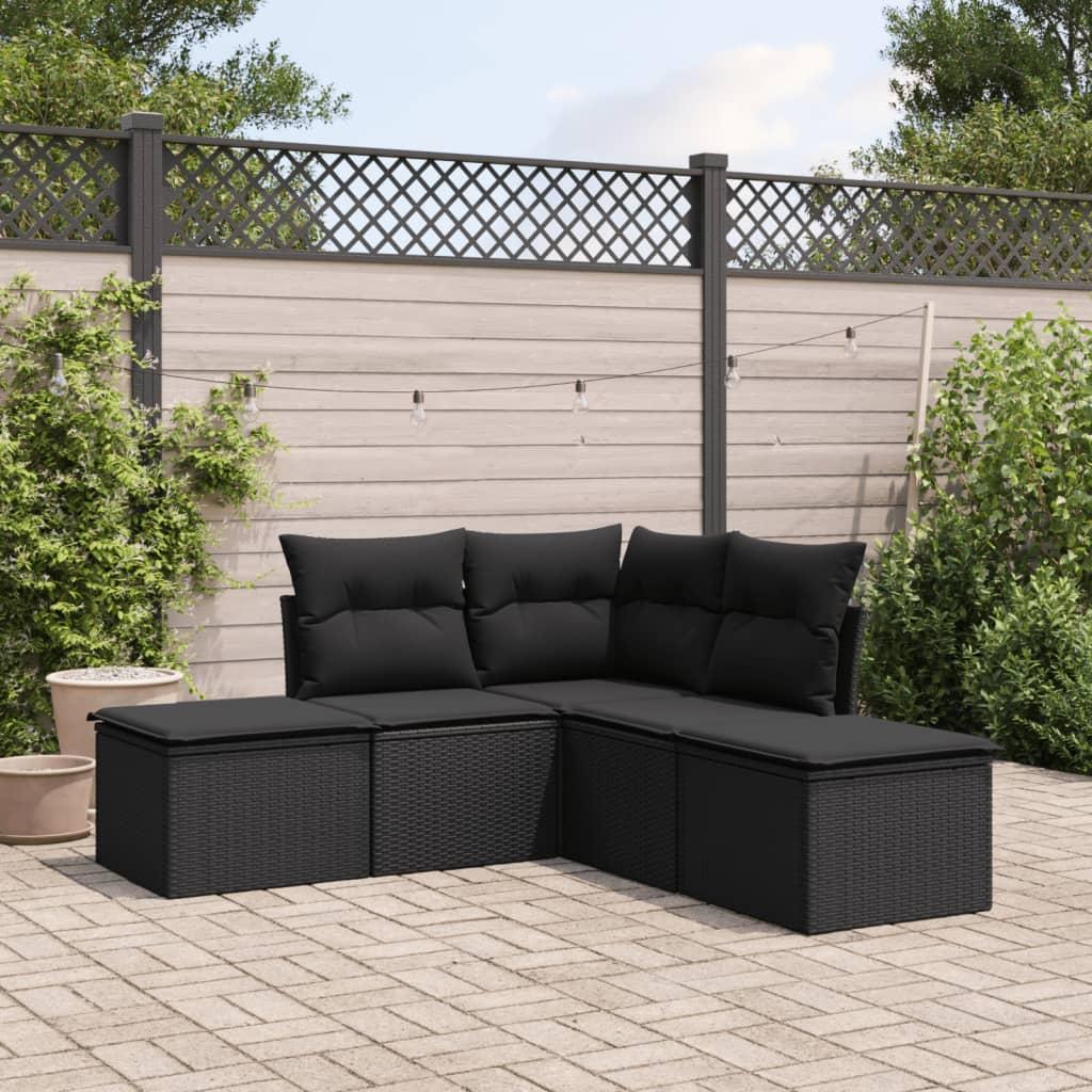 Sofasæt Til Haven 5 Dele Med Hynder Polyrattan - Sort / Uden bord