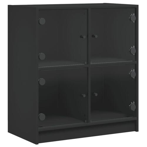 Skab med glaslåger 68x37x75,5 cm sort