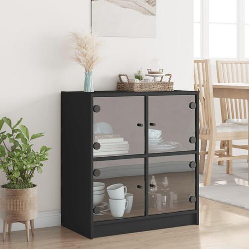 Skab med glaslåger 68x37x75,5 cm sort