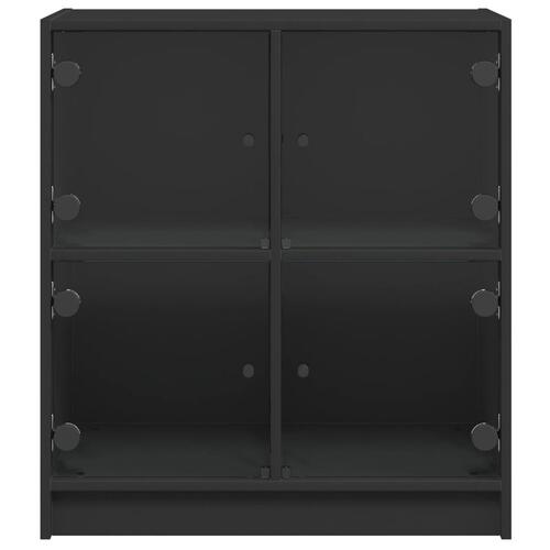 Skab med glaslåger 68x37x75,5 cm sort