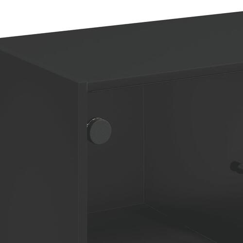 Skab med glaslåger 68x37x75,5 cm sort