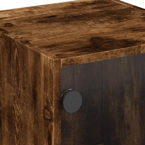 Skab med glaslåger 35x37x75,5 cm røget egetræsfarve
