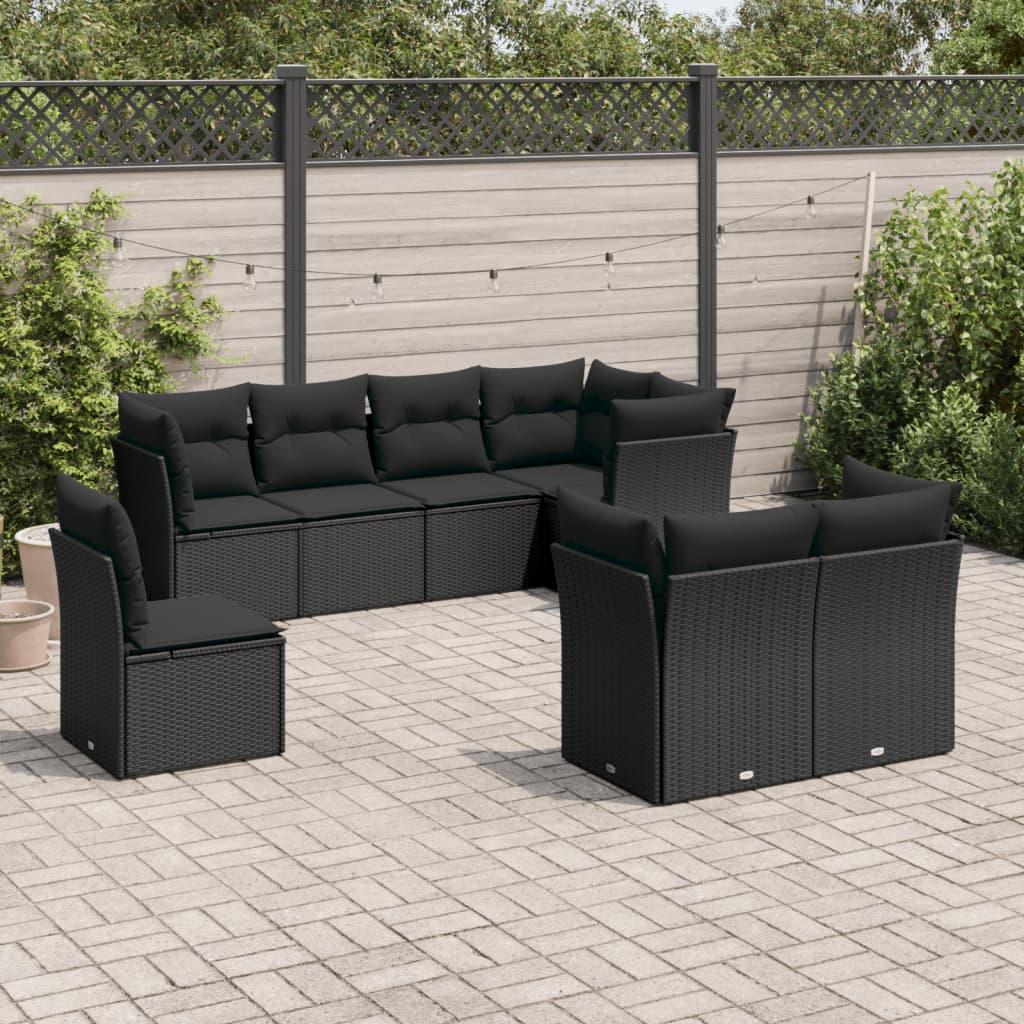 Sofasæt Til Haven 9 Dele Med Hynder Polyrattan Beige - Sort / Uden bord