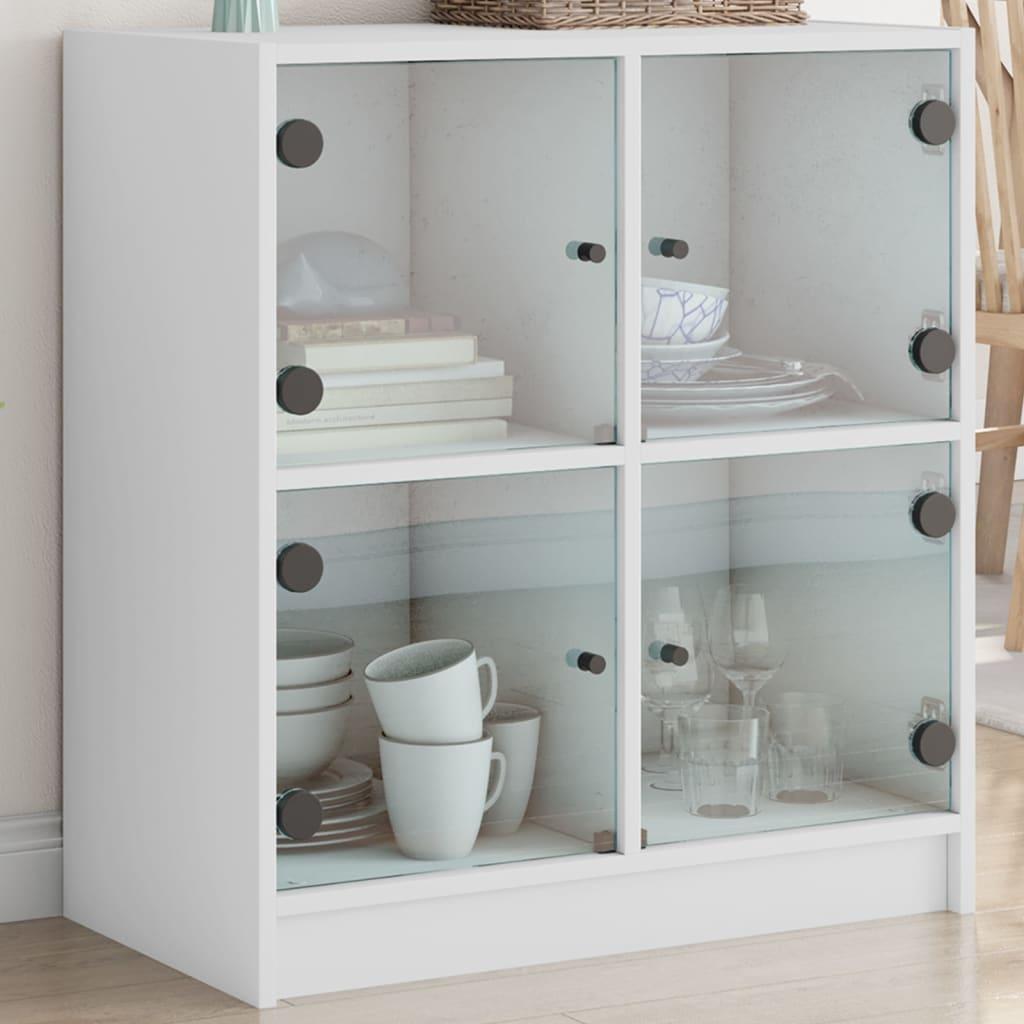 Skab med glaslåger 68x37x75,5 cm hvid