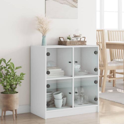 Skab med glaslåger 68x37x75,5 cm hvid