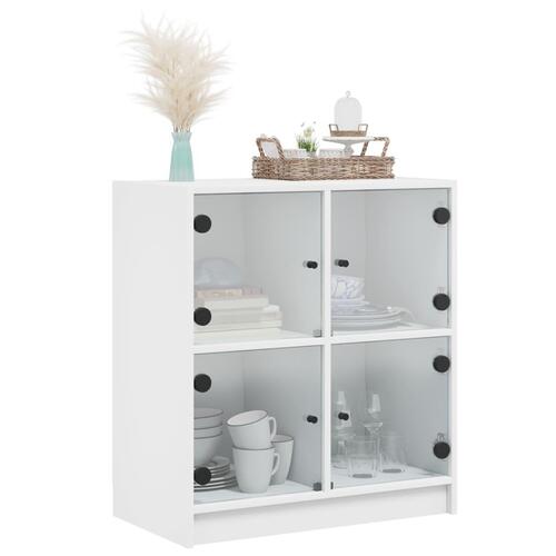 Skab med glaslåger 68x37x75,5 cm hvid