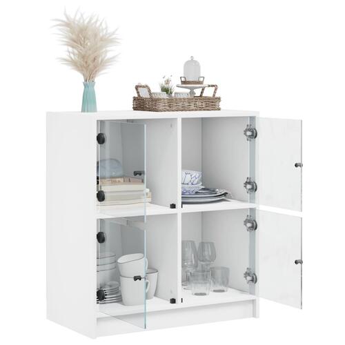 Skab med glaslåger 68x37x75,5 cm hvid