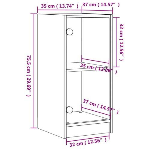 Skab med glaslåger 35x37x75,5 cm betongrå