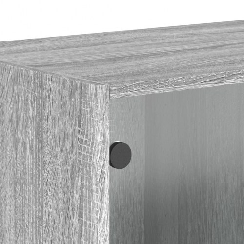 Skab med glaslåger 68,5x37x35 cm grå sonoma-eg